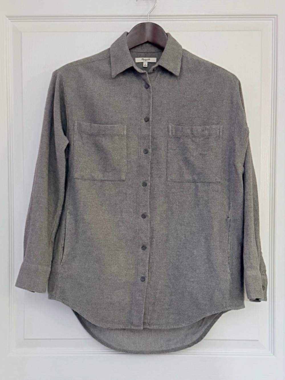 Madewell Gray Button-Front Long Sleeve Shirt Jacket
